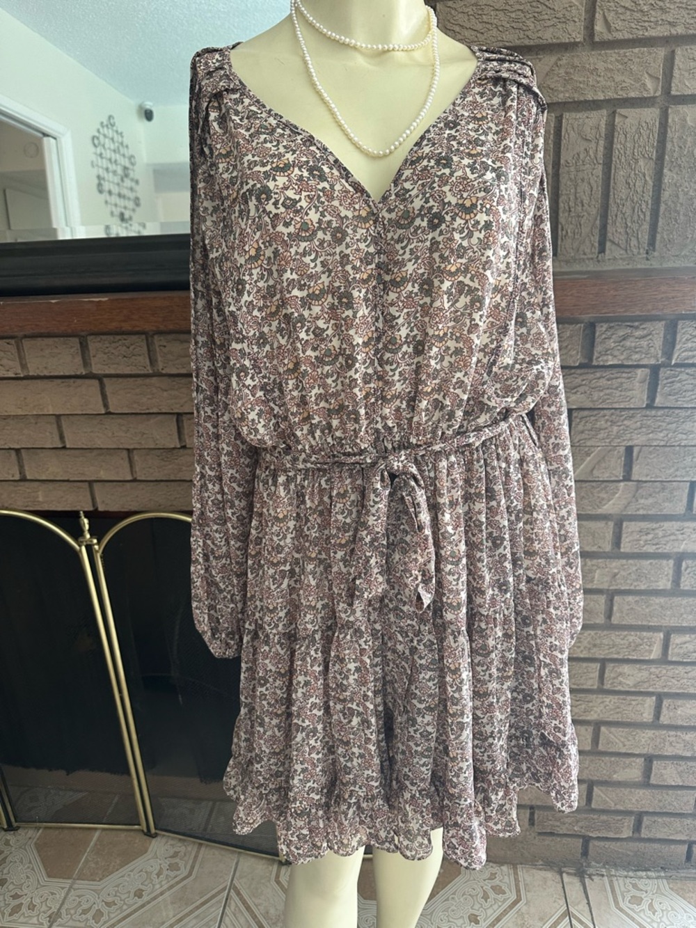 CAARA Long Sleeve Floral Dress in Mauve